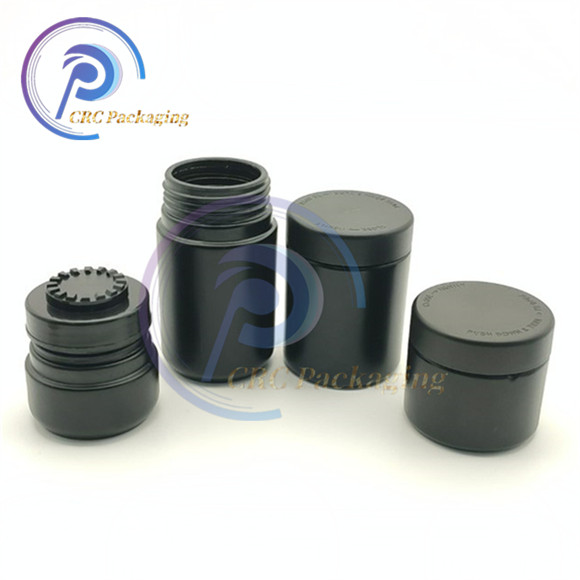 Download 50ml 70ml 110ml matter black glass jar with childproof Dome lid