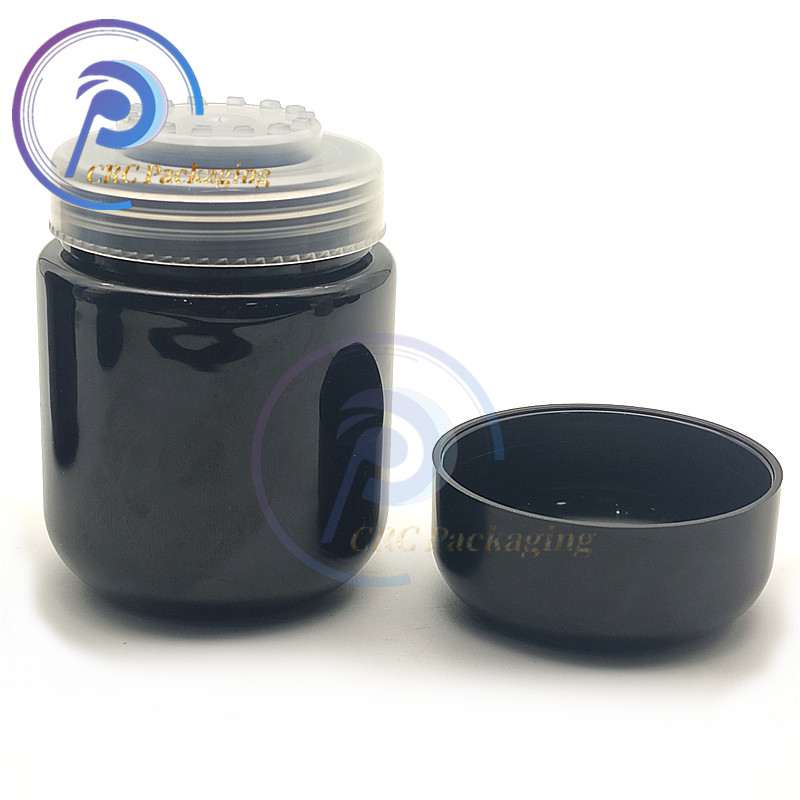 40dram black dome child proof plastic jar with cr lid